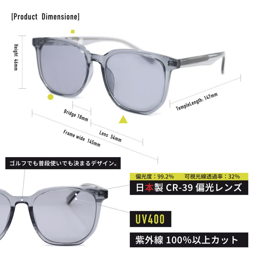 [ターフプロジェクト]  Performanceサングラス(日本製偏光レンズ) /メンズ ゴルフ用 [スクエア TPPF-58264-2 GREY/L.BLUE］ CR-39光学レンズ_5