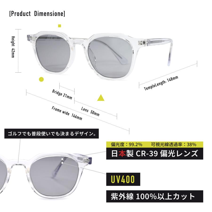 [ターフプロジェクト]  Performanceサングラス(日本製偏光レンズ) /メンズ ゴルフ用 [クラウンパント TPPF-58275-4 CLEAR/LIGHT GREY］ CR-39光学レンズ_5
