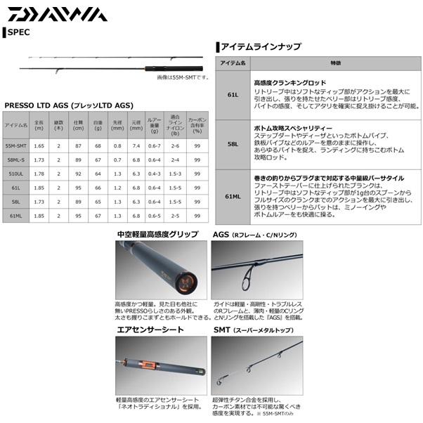 ダイワ プレッソリミテッドAGS 61ML 送料無料 [ロッド