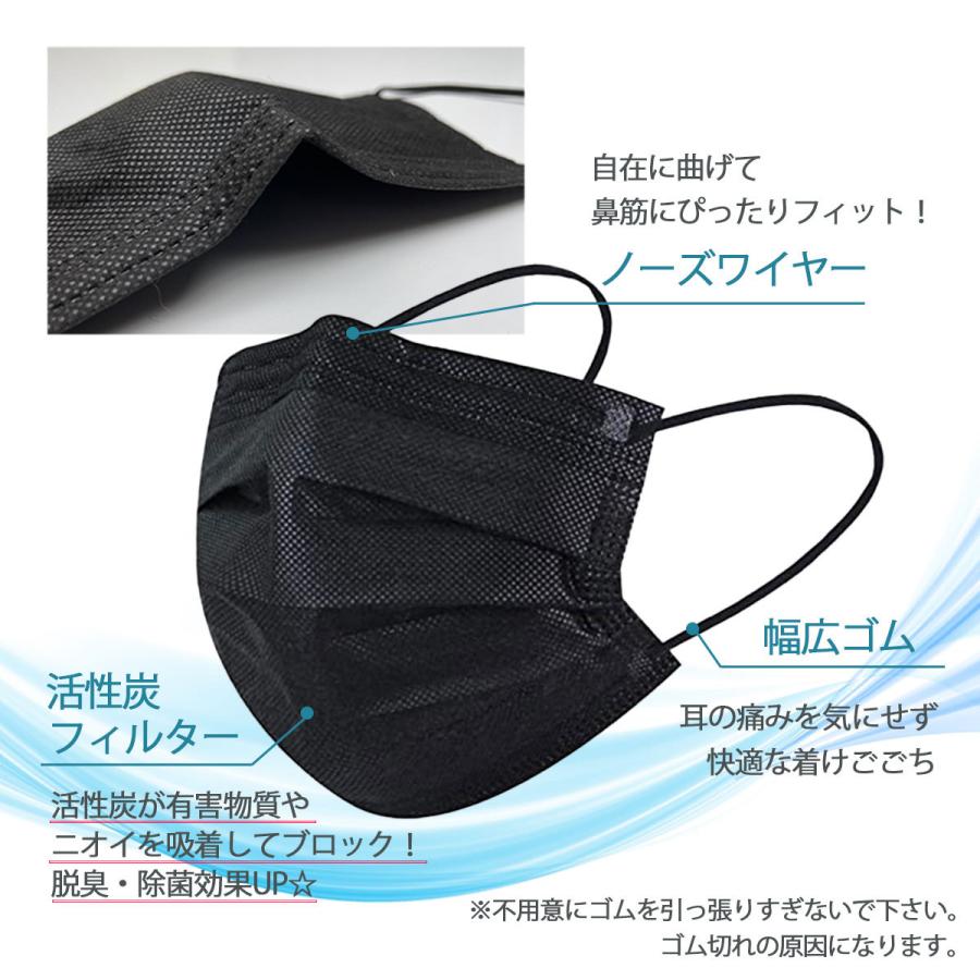 ブラック マスク 黒 使い捨て タイプ 男女兼用 4層構造 個別包装 20枚