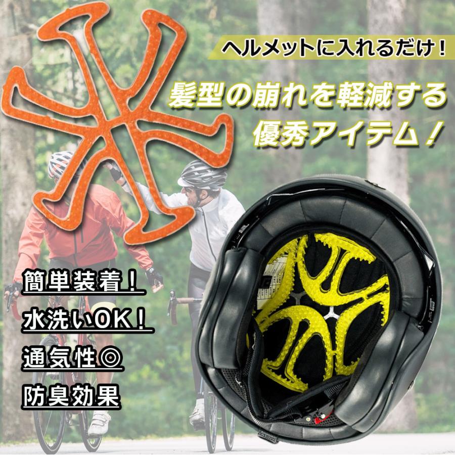 ヘルメット用 ライナー インナー 髪型 崩れない 自転車 バイク ヘルメット インナーパッド シリコン 通気性 蒸れ防止 ベンチレーション 汎用 簡単装着｜turquoise-moon｜02