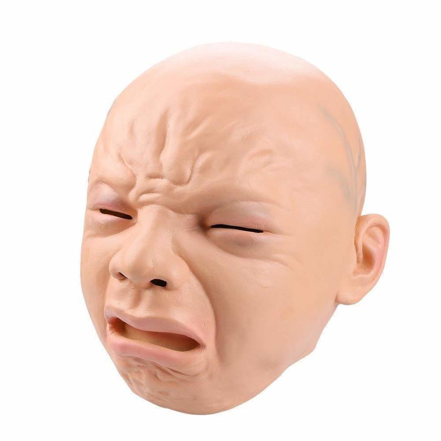 リアルマスク 赤ちゃん 泣き顔 ベビーマスク 被り物 変装 コスプレ グッズ 宴会 ハロウィン パーティー NAKI01Blue