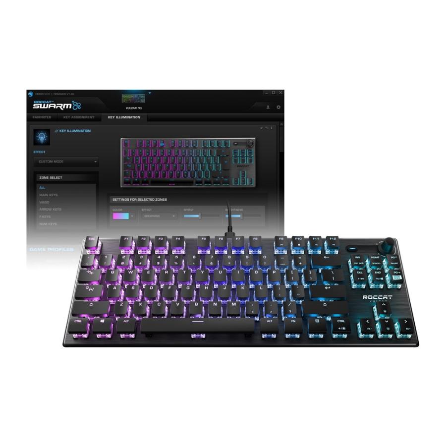 キーボード ゲーミング ROCCAT ロキャット Vulcan TKL メカニカル ゲーミングキーボード  US 英語配列 静音 リニア 赤軸 テンキーレス ROC-12-272｜turtlebeach｜06