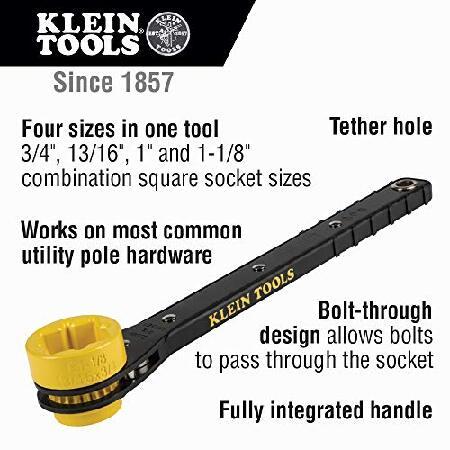 特選品 Klein Tools KT152T 4イン1 ラインマンズスリムラチェットレンチ ロングハンドル グリップとレバレッジ用並行輸入