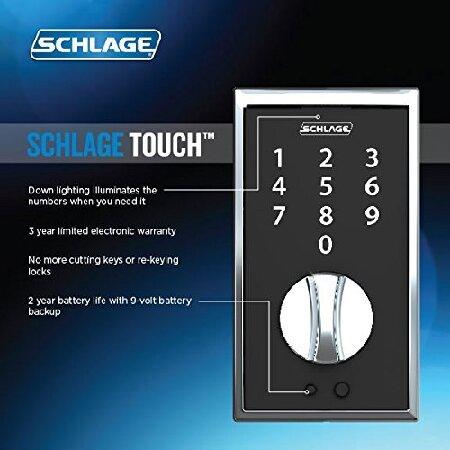 Schlage　Touch　FE375-CEN-622-LAT　マットブラック　キーレス　タッチスクリーン　センチュリートリム付き　センチュリーハンドルセット　デッドボルト　ラティ並行輸入