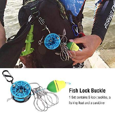 【公式通販】 VGEBY Fish Lock Buckle， 5 Snaps Fishing Stringer Clips with Reel Float PE Line Fishing Tackle Accessory(Blue-70#) Fishing Stringer並行輸入