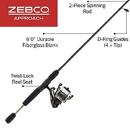 特販 Zebco Approach スピニングリールと釣り竿コンボ 6フィート 2ピース ファイバーグラス釣りポール スプリットグリップ EVAロッドハンドル サイズ20リール並行輸入