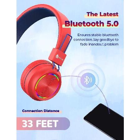 店名 iClever BTH03 Kids Bluetooth Headphones Safe Volume， Colorful LED Lights， 25H Playtime， Stereo Sound Mic， Bluetooth 5.0， Foldable， On Ear Kids並行輸入