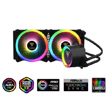 ZEUS GAMDIAS CPU液体クーラー 240mm RGB ゲーミングPC用 デュアルリングRGBファン2個付き AIO照明冷却キット オールインワンCPUウォータークーラー ラ並行輸入 