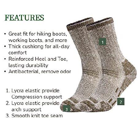 セールがオープンす SOLAX Women´s Merino Wool Hiking Socks 2 Pairs Outdoor Trail Crew Socks (Medium， Green185)並行輸入