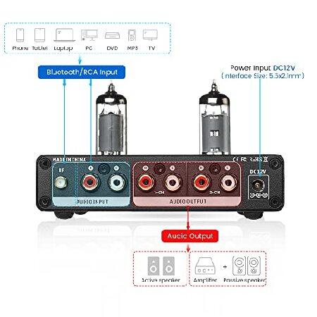 短納期対応 【Upgrade】 AIYIMA T2 6K4 Tube Preamplifier Bluetooth 5.0 with Treble ＆ Bass Control HiFi Audio Preamp for Home Audio Amplifier System with D並行輸入