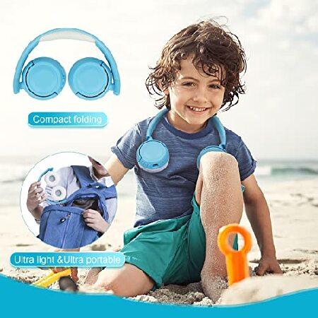 サイズ交換ＯＫ SHON Kids Wireless On-Ear Headphones - Blue Foldable Stereo with 3.5mm Jack Wired Kids Headphones，for Kids/Teen/Boy/Girl/Smartphone/School/Kin並行輸入