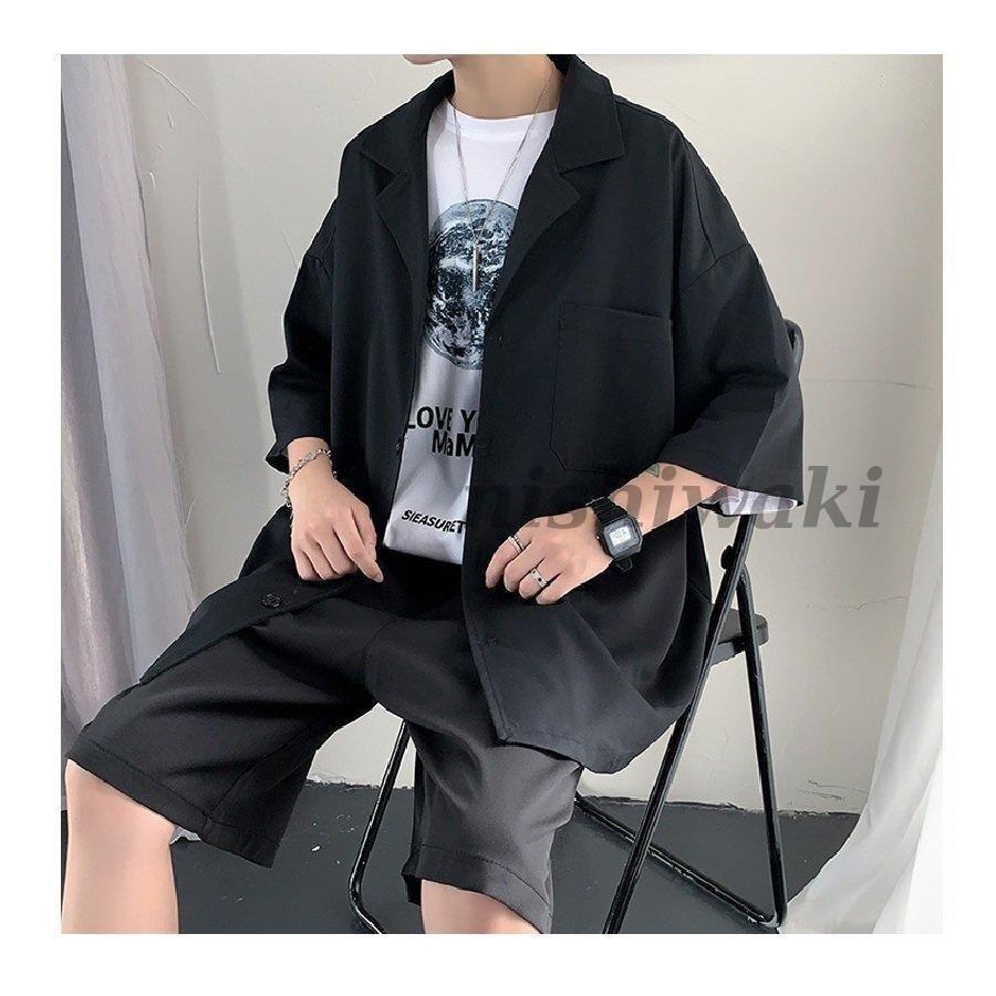 通販激安 シャツ カジュアルシャツ シャツとハーフパンツのセット メンズ セットアップ カジュアル 半袖 ハーフパンツ ショートパンツ シャツ オーバーサイズ ビックシルエット 上下セット 2点セット Www Threeriversofs Com