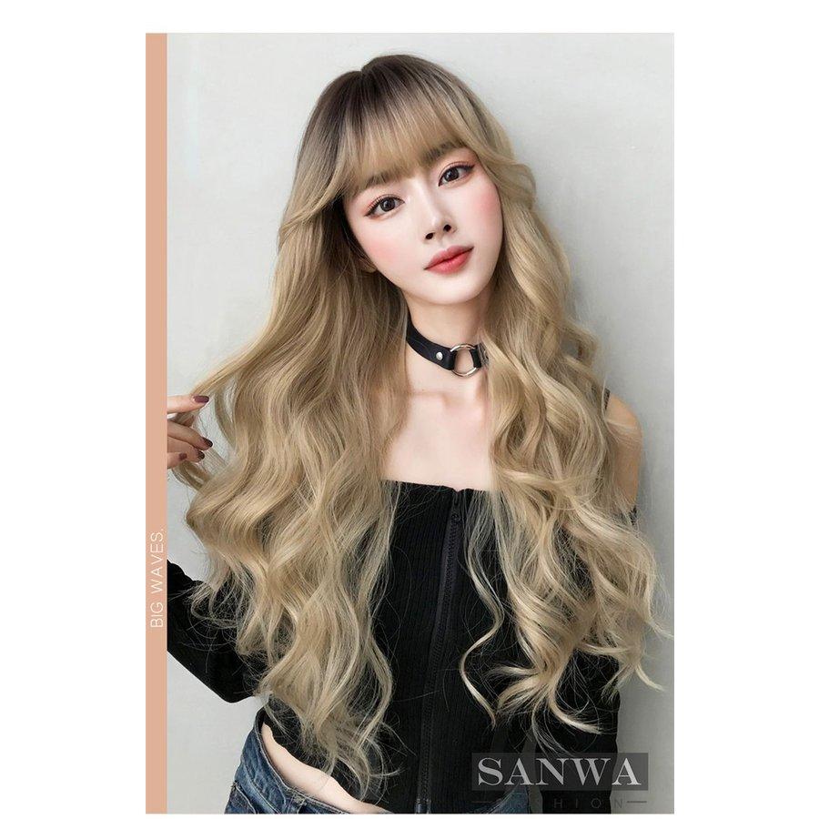 レディースウィッグ フルウィッグ 女性用ウイッグ ロング ウェーブ フルウィッグ 自然 ウイッグ エクステンション かつら イメチェン レディースアクセサリー 風追い少女 ウィッグ ロング 巻き髪 フルウィッグ セミロング カール かつら 女性 通気 自然 ネット付き (冷木)