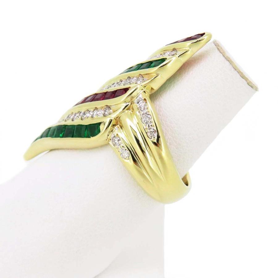 在庫有 鑑別付 ルビー エメラルド リング 750 K18yg ジュエリー 新品本物 Askrenzo Com