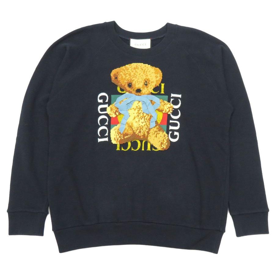 激安通販の レディース グッチ トレーナー アパレル 美品 レディース 4677 刺繍 リボン クマ オールドロゴ トレーナー テディベア グッチ トップス