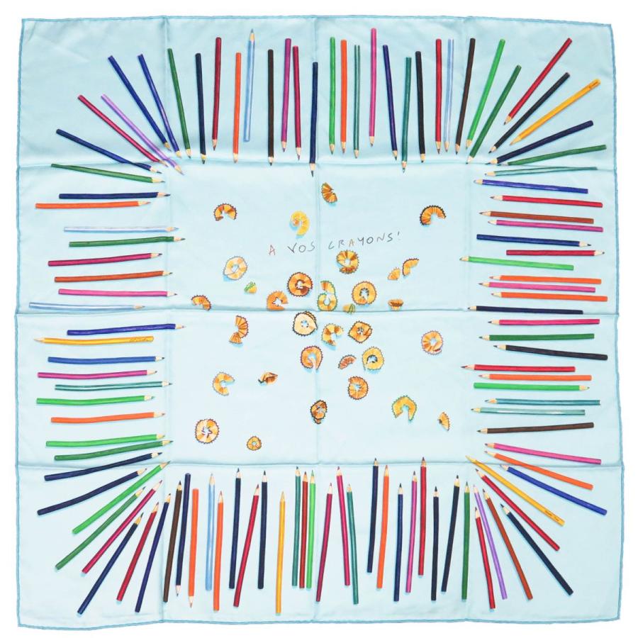 エルメス スカーフ 黄色 ガヴロッシュ 《さあ色鉛筆を出して