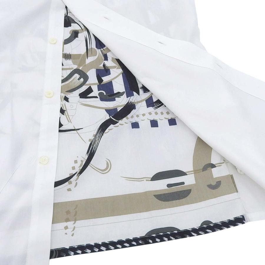 エルメス バックプリント シャツ メンズ ホワイト HERMES 中古 