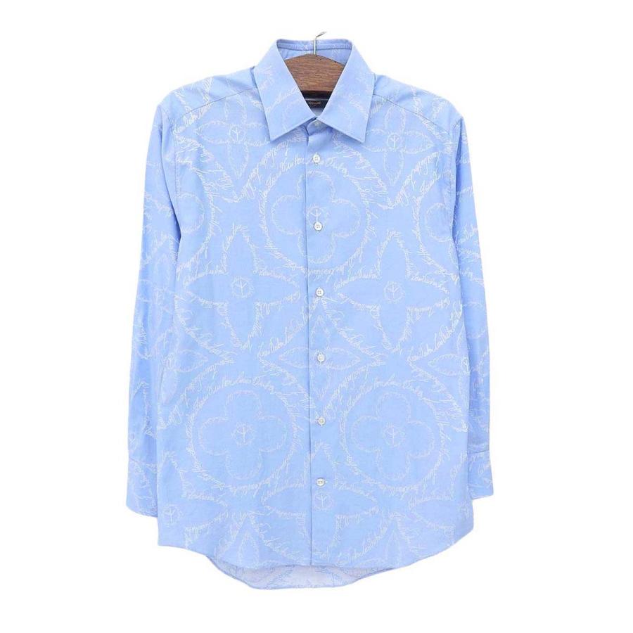 ルイヴィトン ロングスリーブ コットン シャツ モノグラム メンズ  