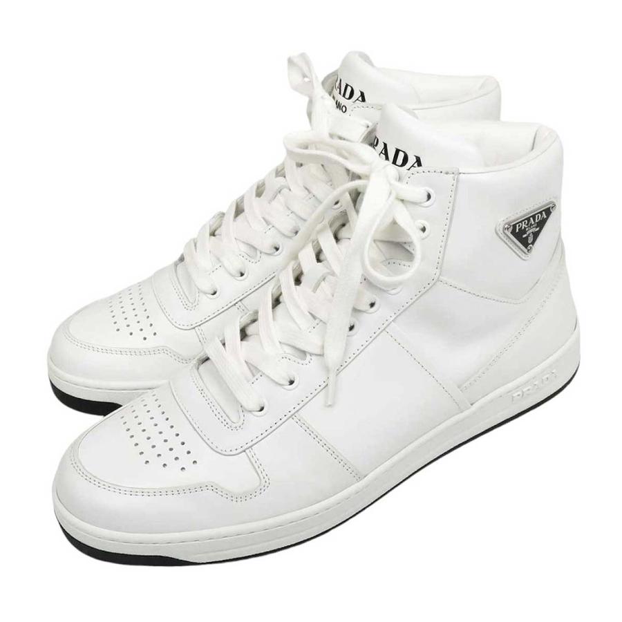 PRADA プラダ トライアングルロゴ ハイカット レザー スニーカー PRADA プラダ トライアングルロゴ ハイカット レザー スニーカー