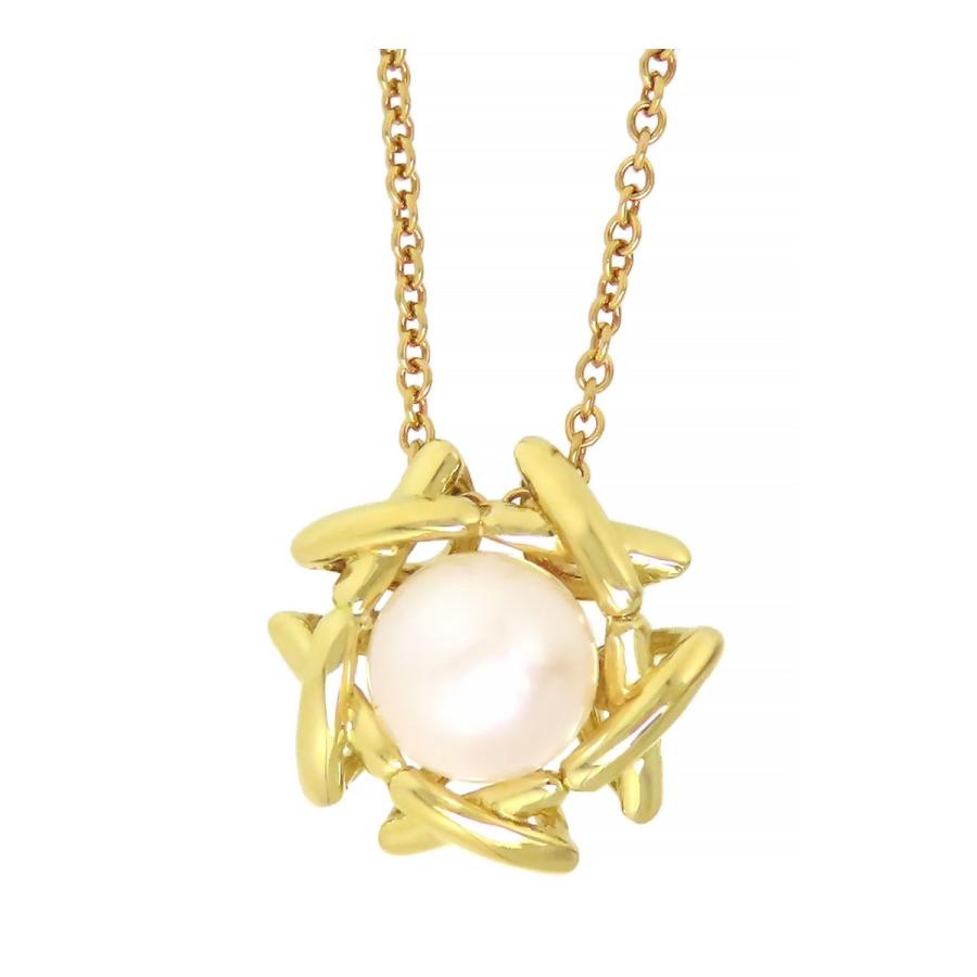 ティファニー キス アラウンド パール ネックレス 750 (K18YG  