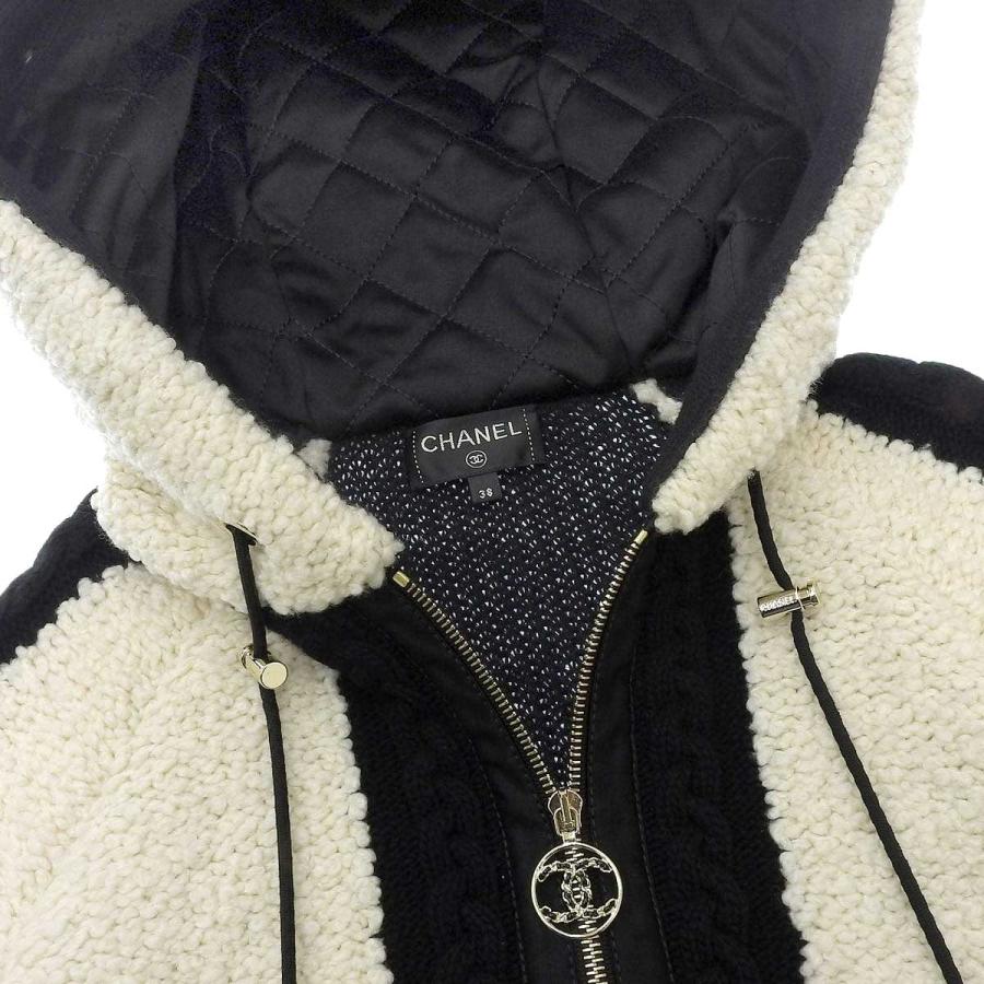 CHANEL シャネル ココマーク ジップアップ ニット ボア 切替  