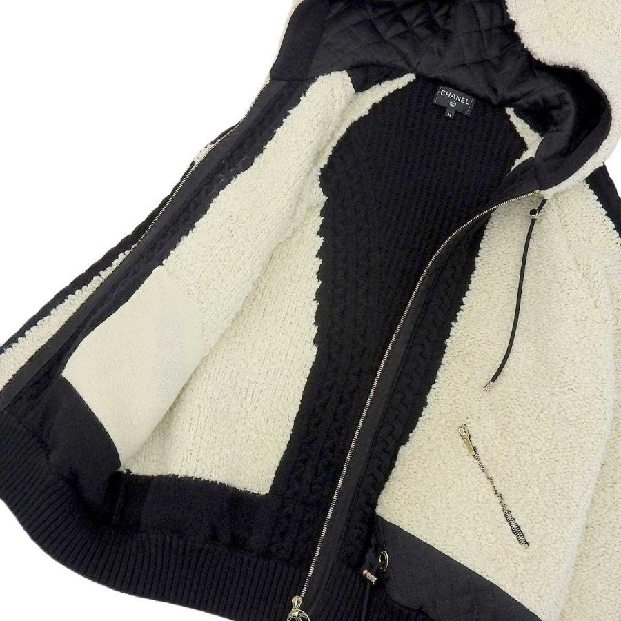 CHANEL シャネル ココマーク ジップアップ ニット ボア 切替  