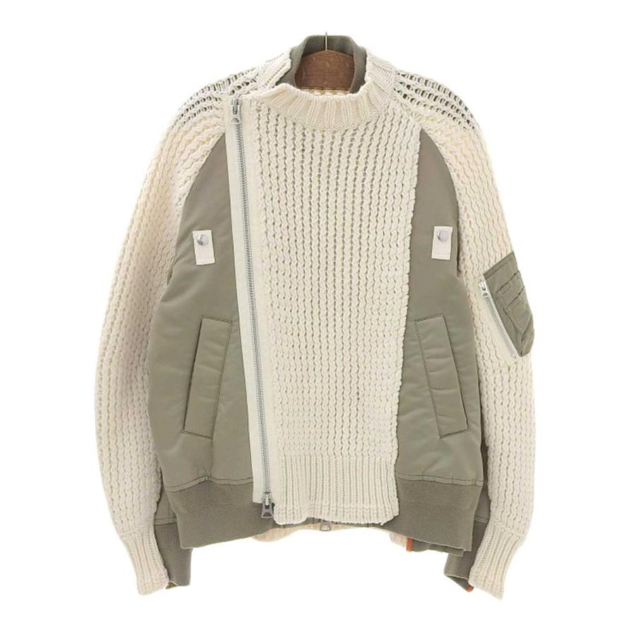 sacai（サカイ） ニット 切替 ブルゾン 23-03165M メンズ オフホワイト