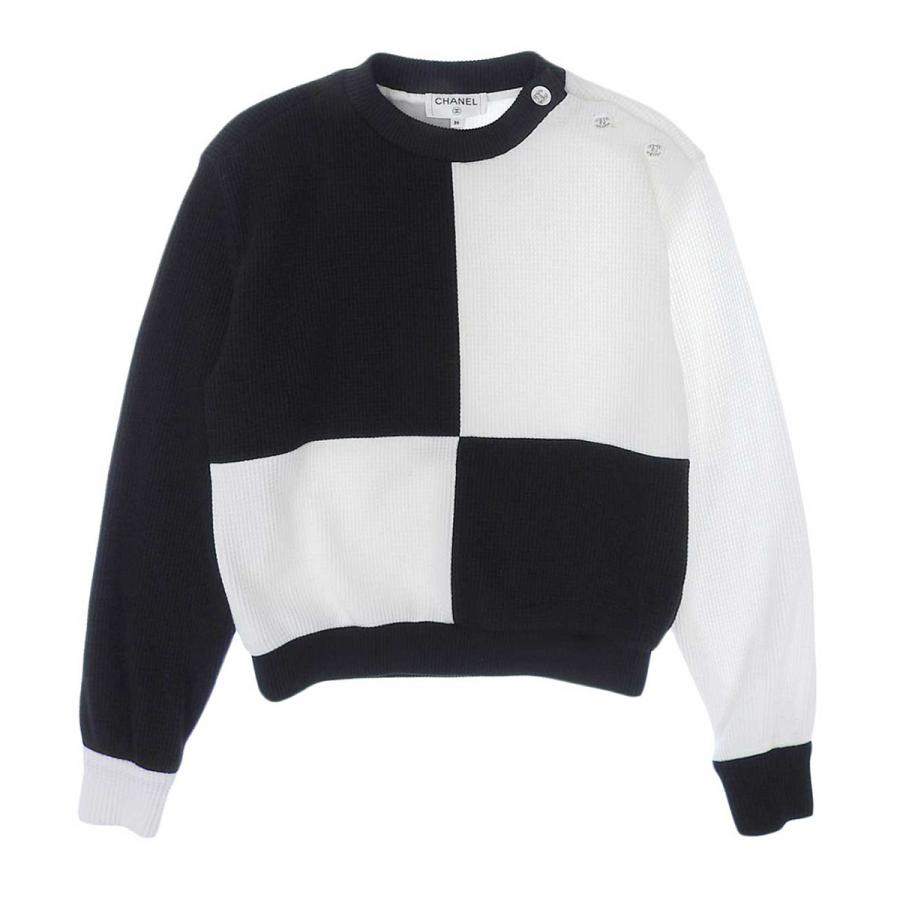 CHANEL - シャネル ココマーク バイカラー プルオーバー P70201V60820 レディース ホワイト ブラック CHANEL 【中古】 【アパレル・小物】 CHANEL シャネル ココマーク バイカラー プルオーバー