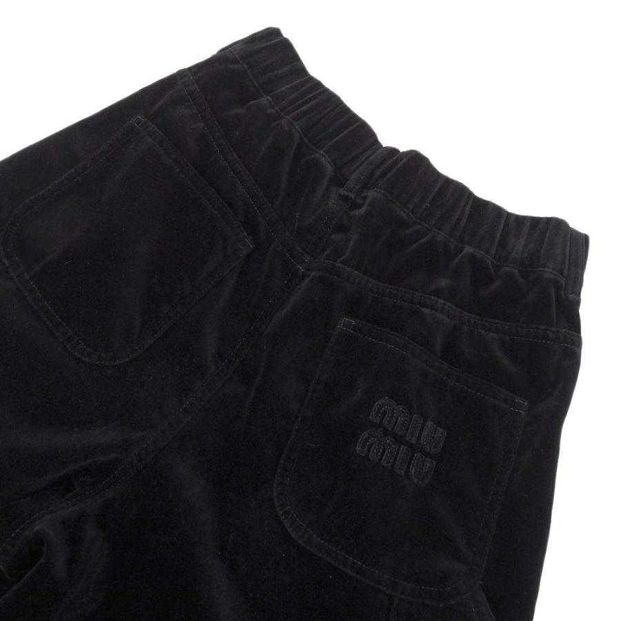 miu ミュウミュウ ウォッシュド ベルベット ブラックパンツ レディース  