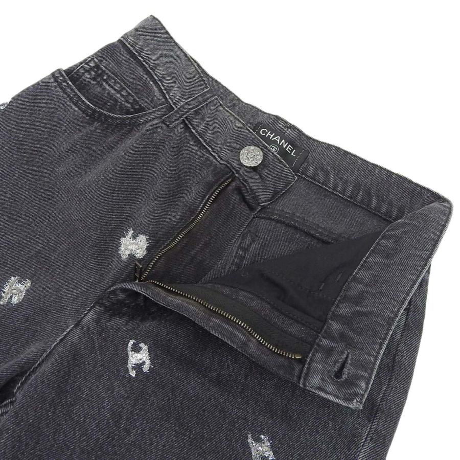 CHANEL シャネル CCロゴ コットン ベロア パンツ ダークグレー CHANEL シャネル CCロゴ コットン ベロア パンツ ダークグレー