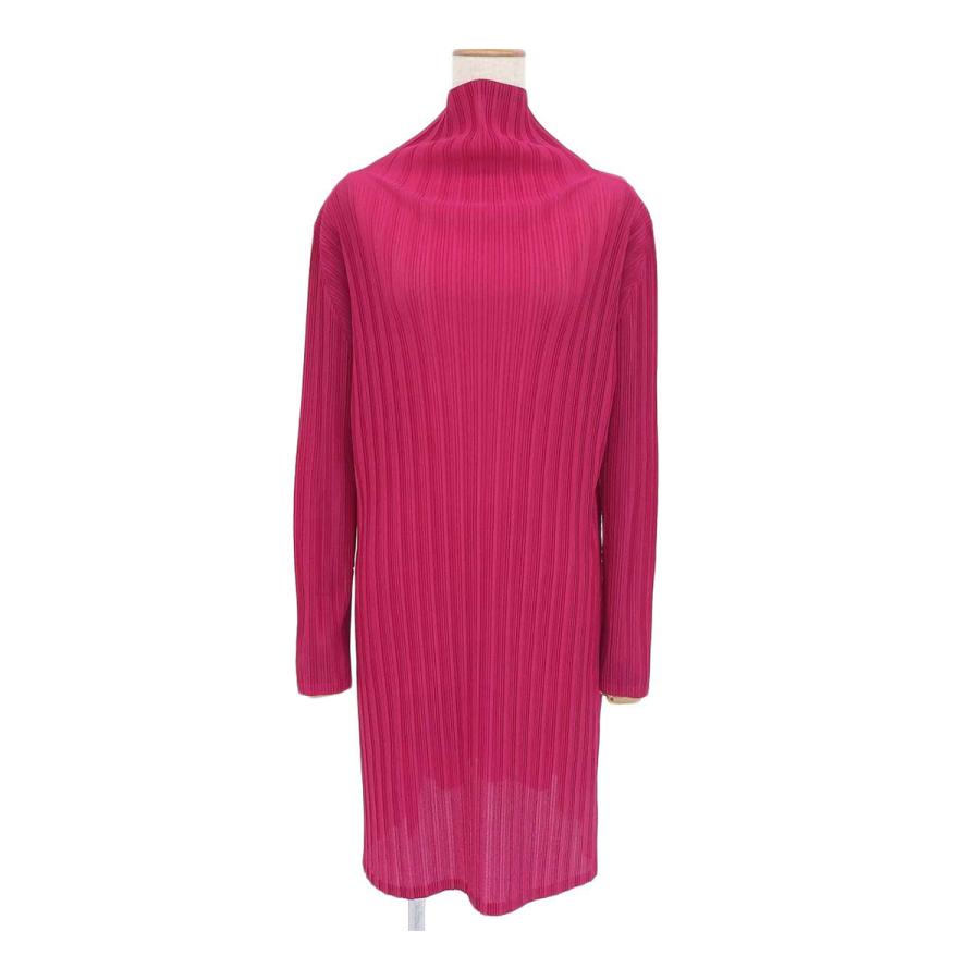 プリーツプリーズ ハイネック ワンピース レディース マゼンタ系  