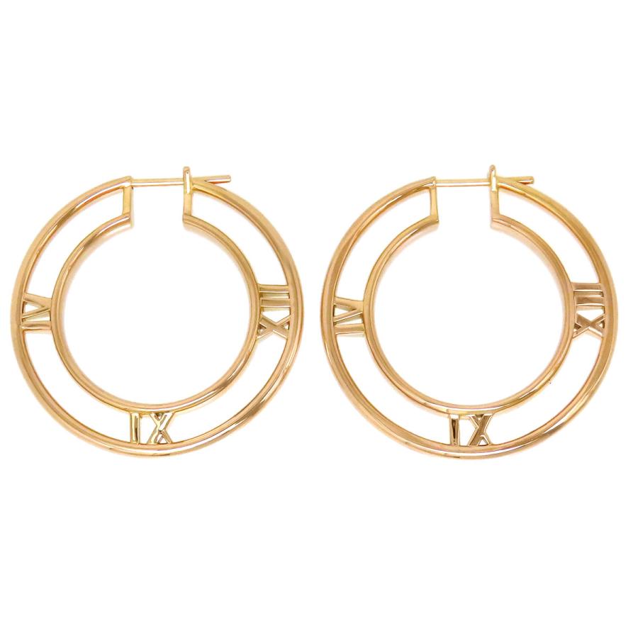 極美品　ティファニー　ピアス　オープン　アトラス　フープ　Au750　K18 極美品 ティファニー ピアス オープン アトラス フープ Au750 K18