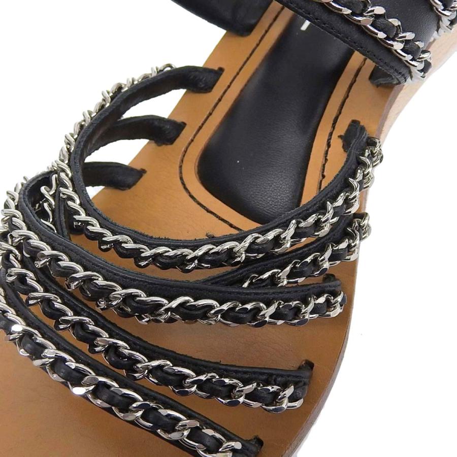 CHANEL シャネル ココマーク チェーン ウッド サンダル G35868 