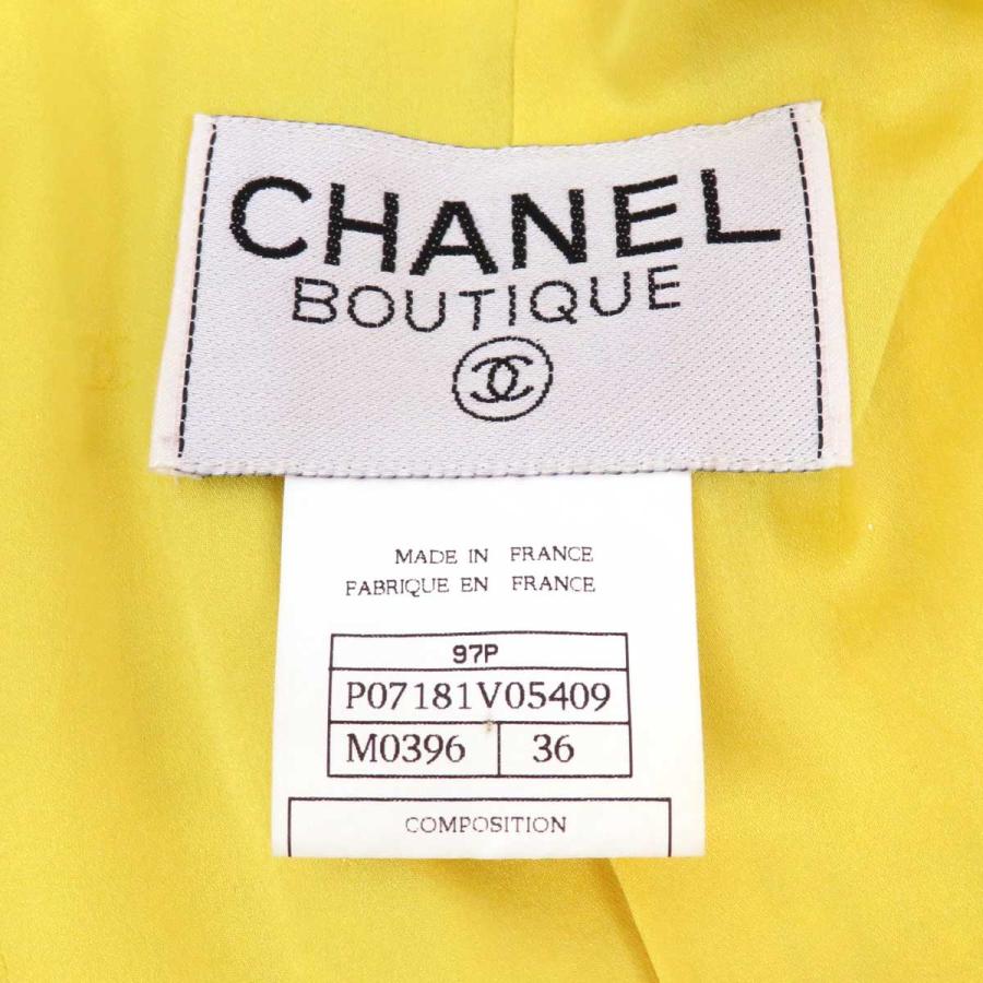 CHANEL シャネル　スカート　ミックスツイード　05P　フリンジ　イエロー CHANEL Pre-Owned 1995 ツイード スカートスーツ | イエロー