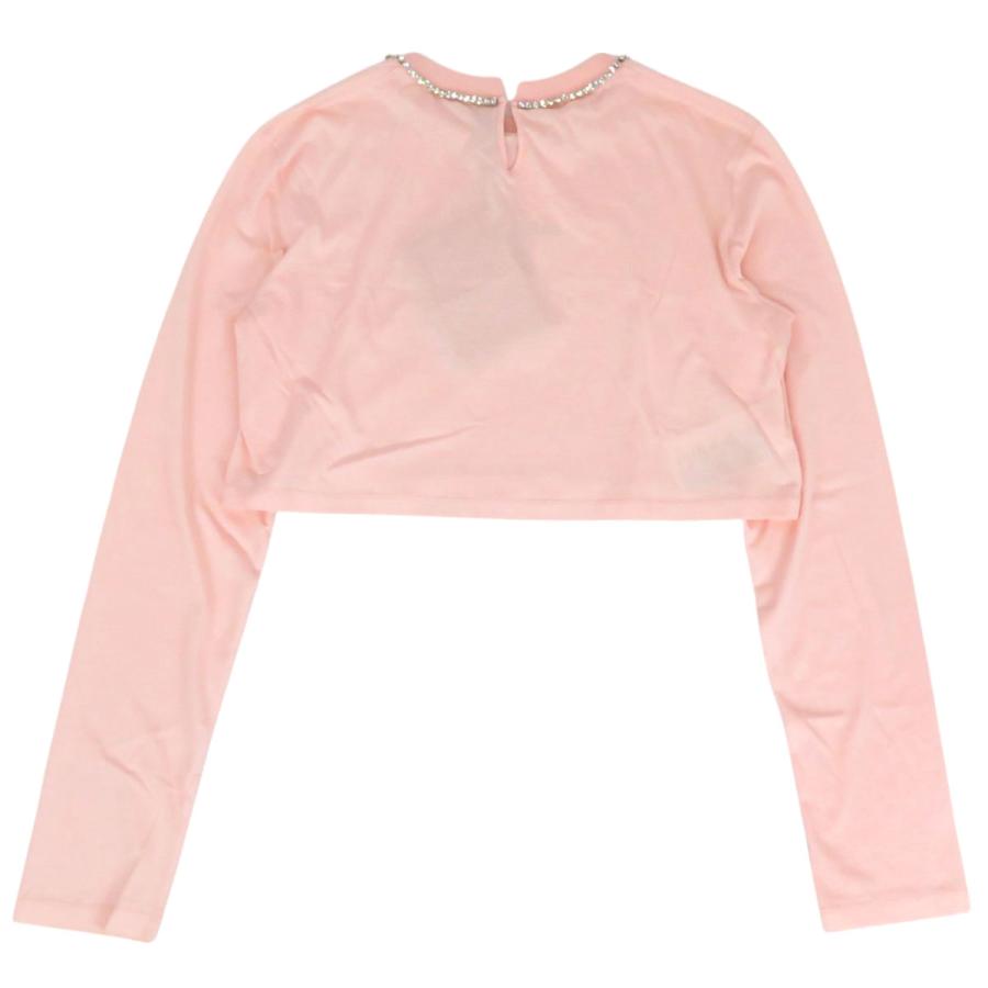 miu ミュウミュウ ビジュー ロゴ クロップド ロングスリーブ T