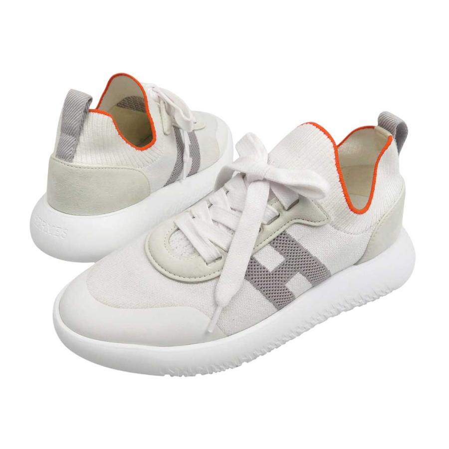 HERMES エルメス クルー ニット スニーカー レディース ホワイト