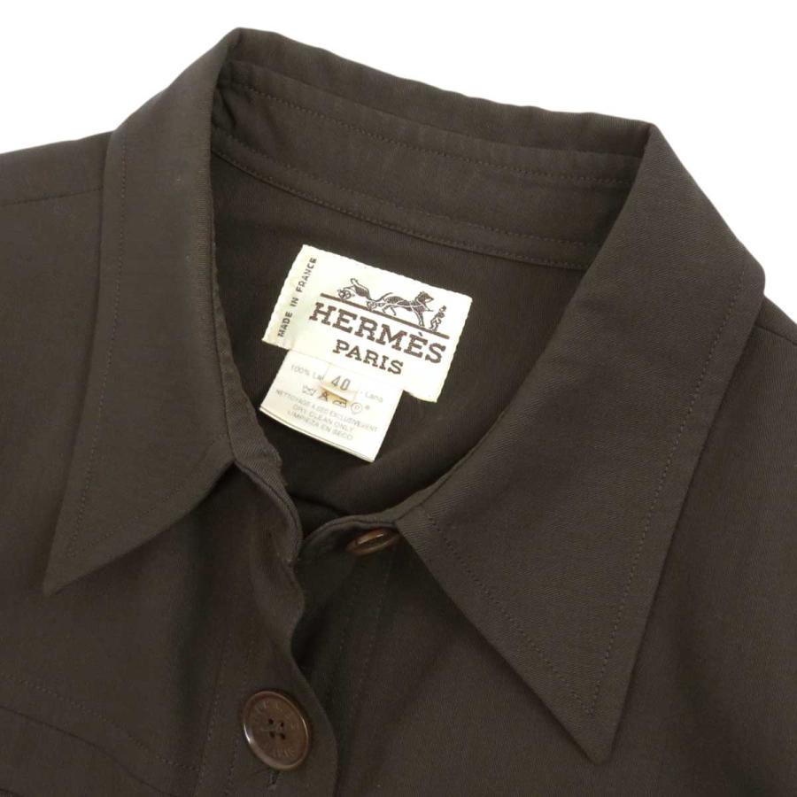 HERMES エルメス ロングスリーブ シャツ ワンピース レディース  