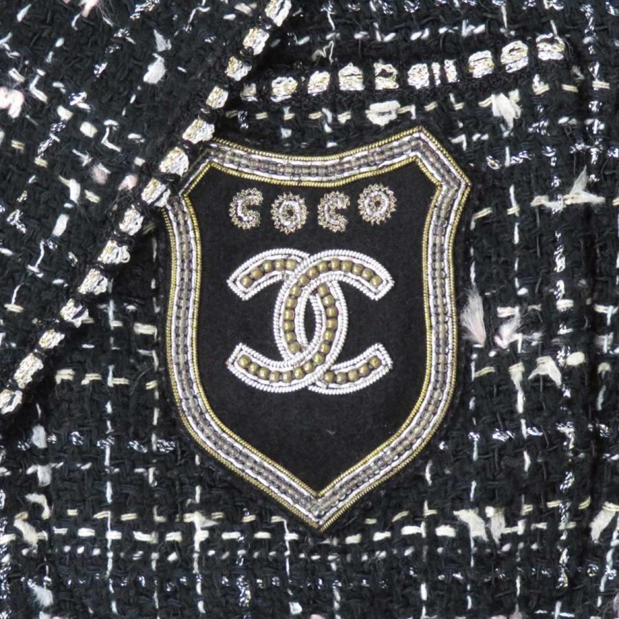 ★極美品ハンガー付★シャネル ツイードテーラードジャケット ココマーク 38 CHANEL シャネル ココマーク エンブレム ツイード テーラード