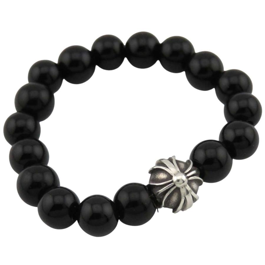 クロムハーツ　ビーズリング クロムハーツ ブラック トルマリン ビーズ 4mm リング 16号 ユニ