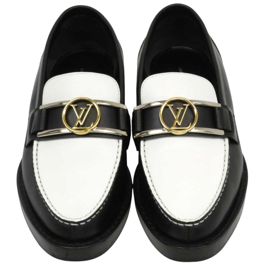 美品 ルイヴィトン ローファー アカデミーライン　革靴　LV金具 LOUIS VUITTON ルイヴィトン アカデミーライン バイカラー