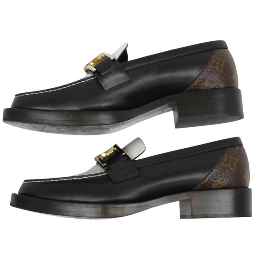 美品 ルイヴィトン ローファー アカデミーライン　革靴　LV金具 LOUIS VUITTON ルイヴィトン アカデミーライン バイカラー
