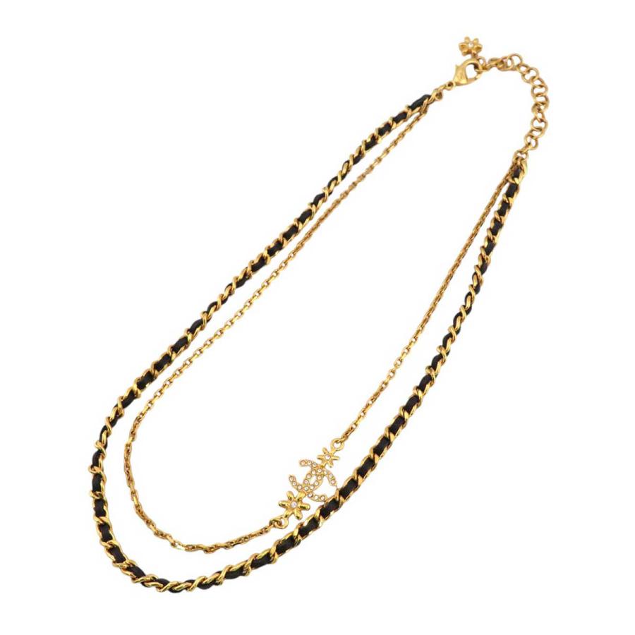 CHANEL シャネル ココマーク 2連 フラワー チェーンネックレス メタル  