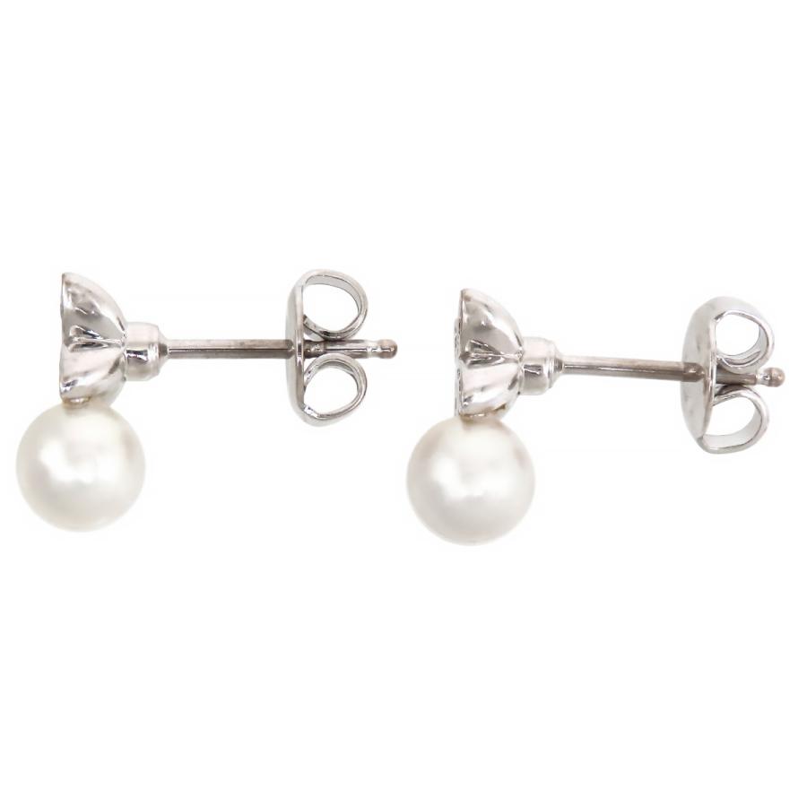 MIKIMOTO（ミキモト） フラワー パール ピアス PE-1392PU K18 (K18WG