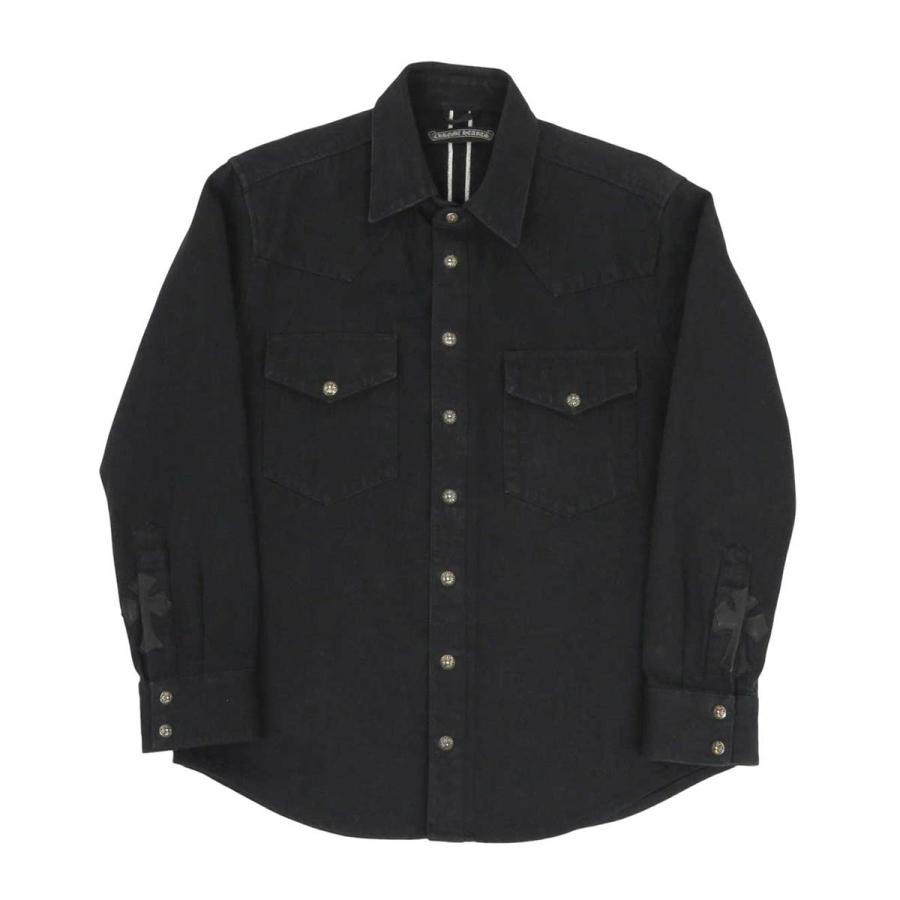 クロムハーツ クロスパッチ デニム シャツ メンズ ブラック CHROME