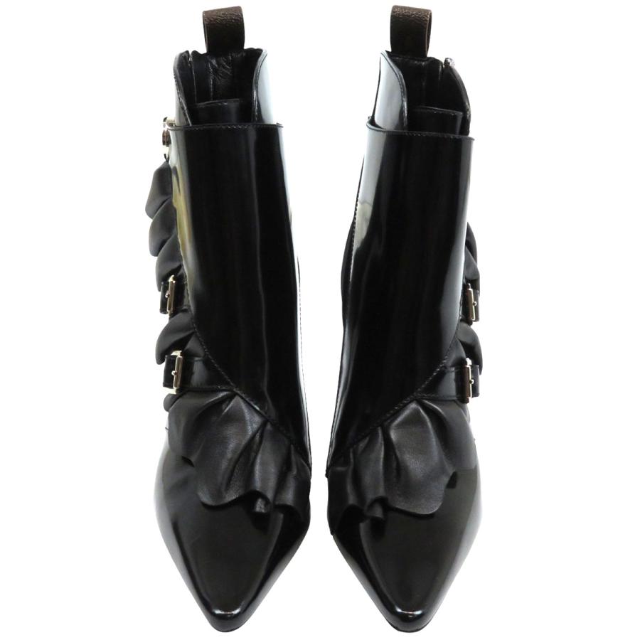 未使用 ヴィトン ジャネットライン レザー ファブリック ベルト アンクルブーツ LOUIS VUITTON ルイヴィトン ジャネット ライン アンクルブーツ