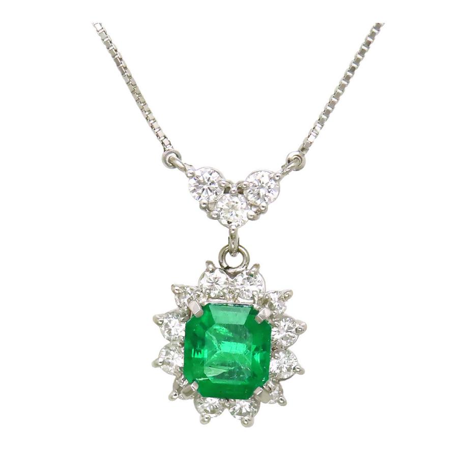 タサキ エメラルド ダイヤモンド ネックレス Pt900 Pt850 レディース