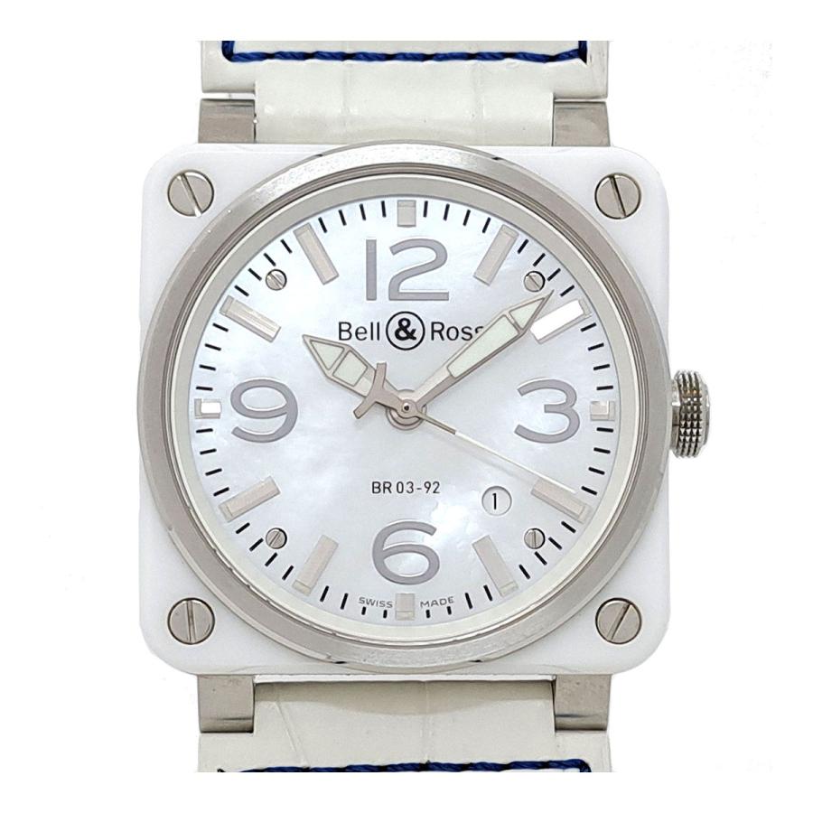 サ*ブ様 LIP 手巻き時計 シルバー/ホワイト ベル＆ロス ホワイトセラミック シェル文字盤 BR03-92 自動巻き