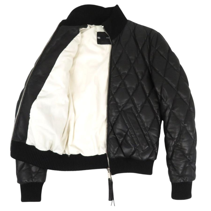 DSQUARED2 ブラック レザーダウンジャケット 46 ハンガー付き 中古・古着通販】DSQUARED2 (ディースクエアード) ライダースダウン