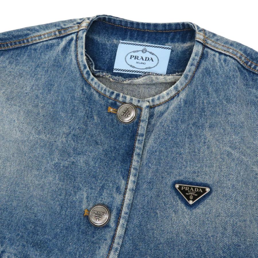 PRADA（プラダ） トライアングル ロゴ ノーカラー デニムジャケット